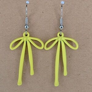 Gloss Coated Metal Bow Pendant Earrings